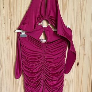 Women’s Small Sabora Fuschia Pink Halter Ruched High Low Dress